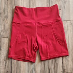 Antonio Melani Women's Red Biker Activewear Shorts Nylon Lycra Stretch Pockets